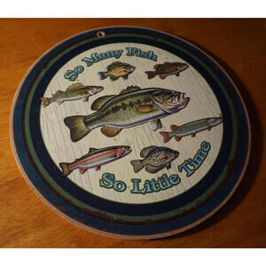 Bass Fishing Cabin Sign Fisherman Lodge Home Decor Rustic Primitive Style Wood